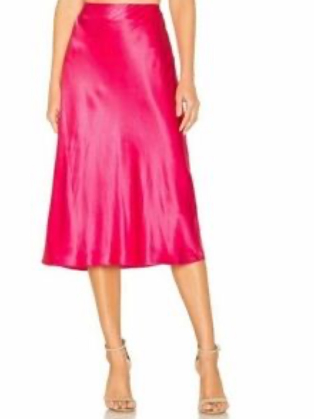 Cinq a Sept Satin Skirt 100% Silk A-Line Midi Skirt Fuchsia Women’s Size Medium